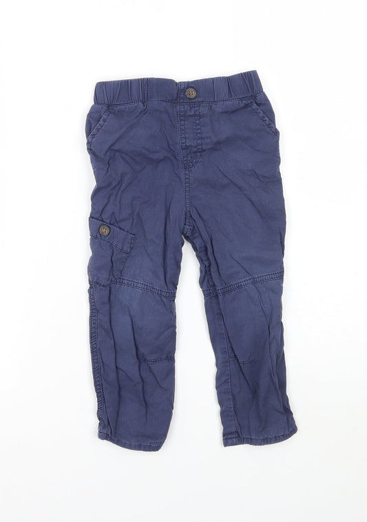 M&Co Boys Blue   Cargo Trousers Size 18 Months
