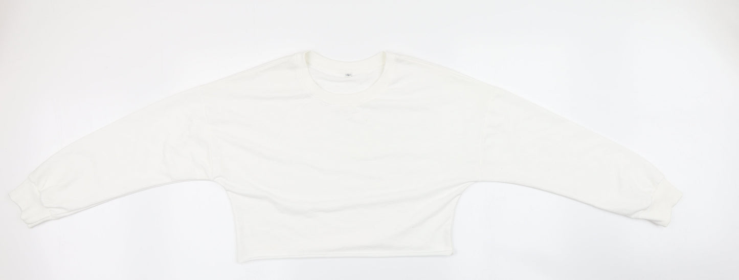 Preworn Womens White   Pullover Sweatshirt Size L