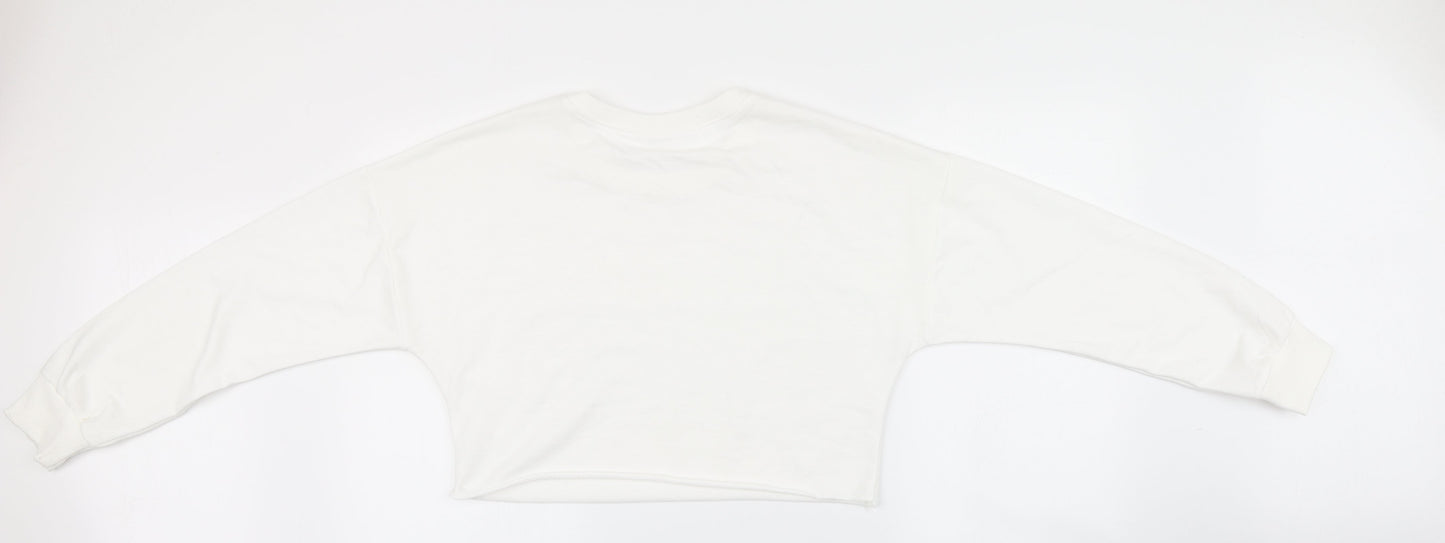 Preworn Womens White   Pullover Sweatshirt Size L