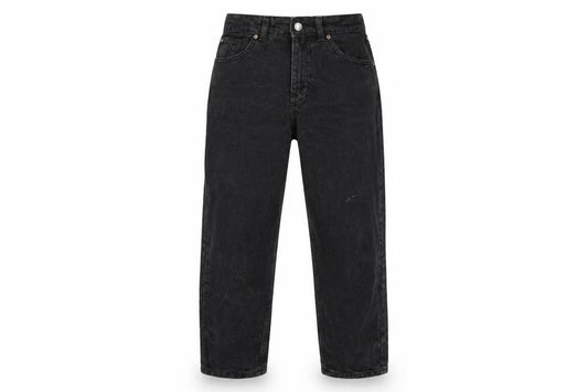 Front view of Denim & Co. women’s black mom jeans, size UK 10, 26-inch leg