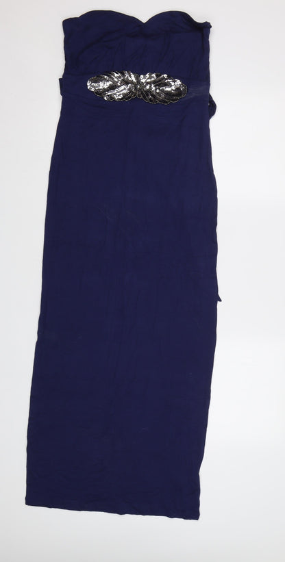 Additional front view of ASOS women’s blue maxi, size UK 10