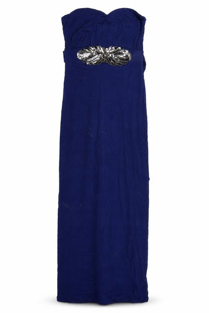 Front view of ASOS women’s blue maxi, size UK 10