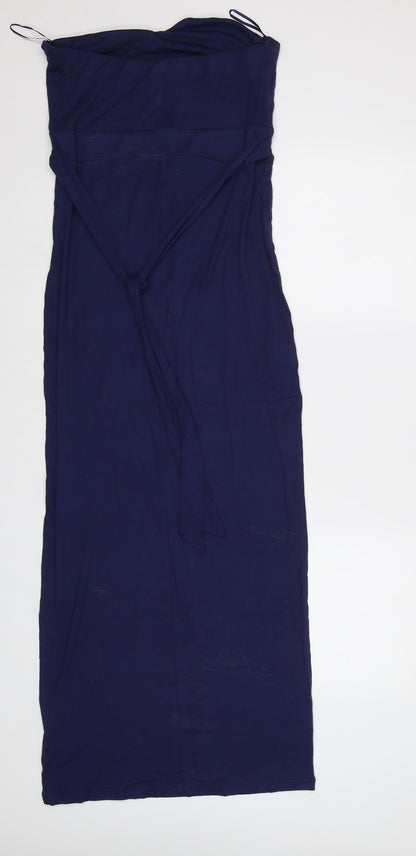 Back view of ASOS women’s blue maxi, size UK 10