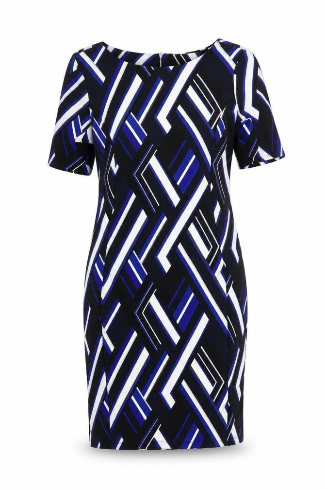 Dorothy Perkins Womens Blue Geometric  Sheath  Size 14