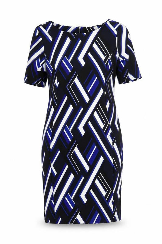 Dorothy Perkins Womens Blue Geometric  Sheath  Size 14