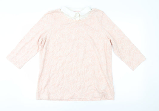 m&s Womens Pink Floral  Pullover Jumper Size 16