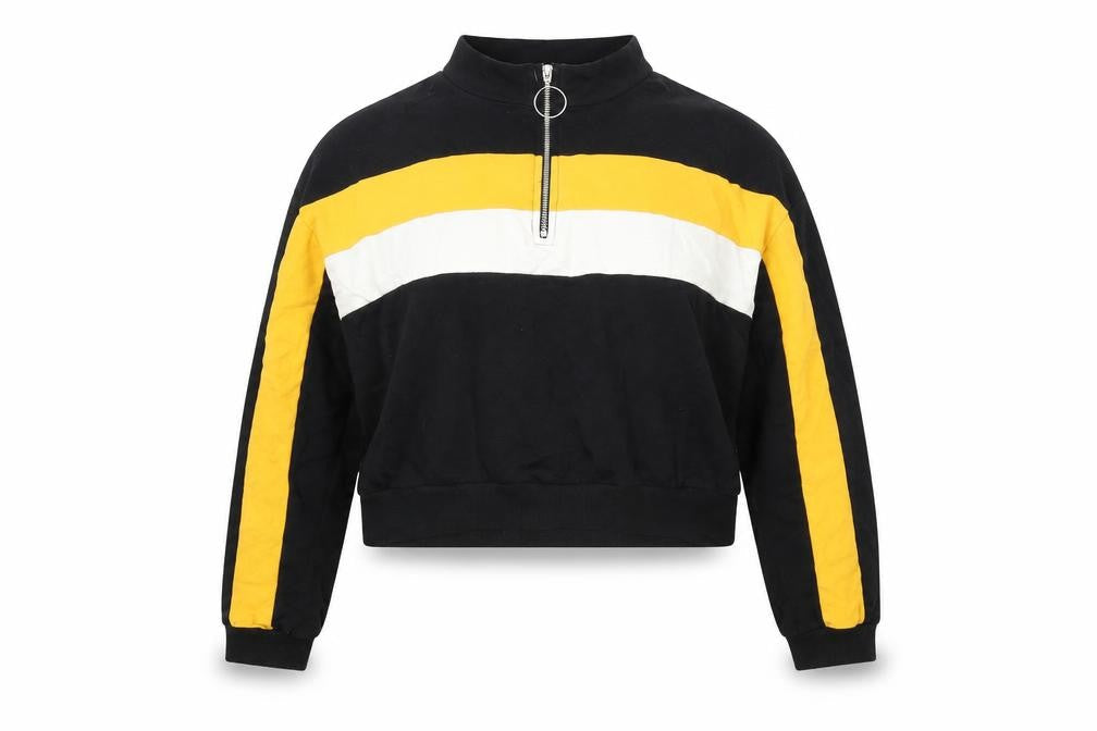 Select Womens Black Striped  Pullover Sweatshirt Size 16