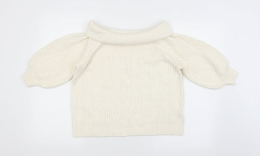 Miss Selfridge Womens White Argyle/Diamond  Pullover Jumper Size 10