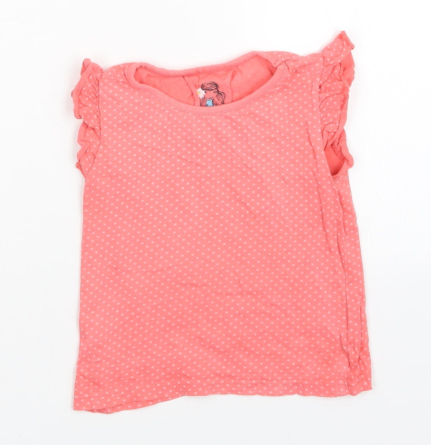 girl2girl Girls Pink Polka Dot  Basic T-Shirt Size 2-3 Years