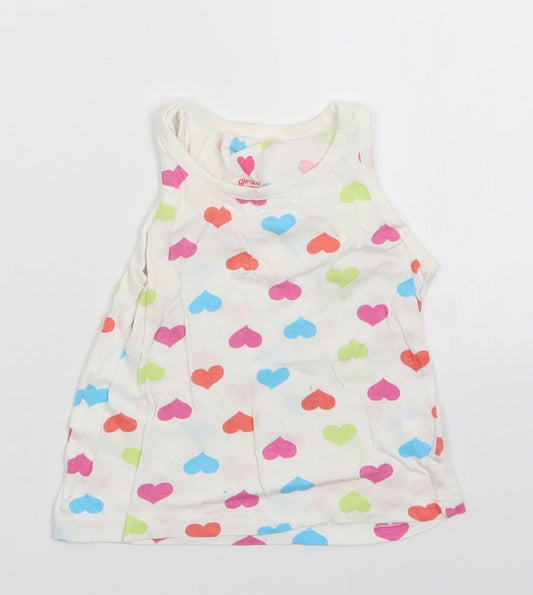 girl2girl Girls White Polka Dot  Basic Tank Size 2-3 Years