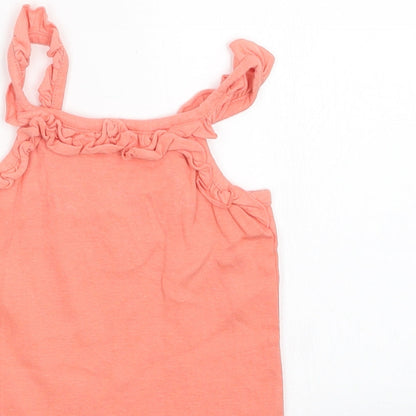 Close-up detail of Matalan girls’ orange basic tank, size 2-3, years