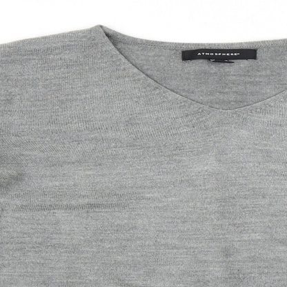 Close-up detail of Atmosphere women’s grey pullover sweatshirt, size UK 10