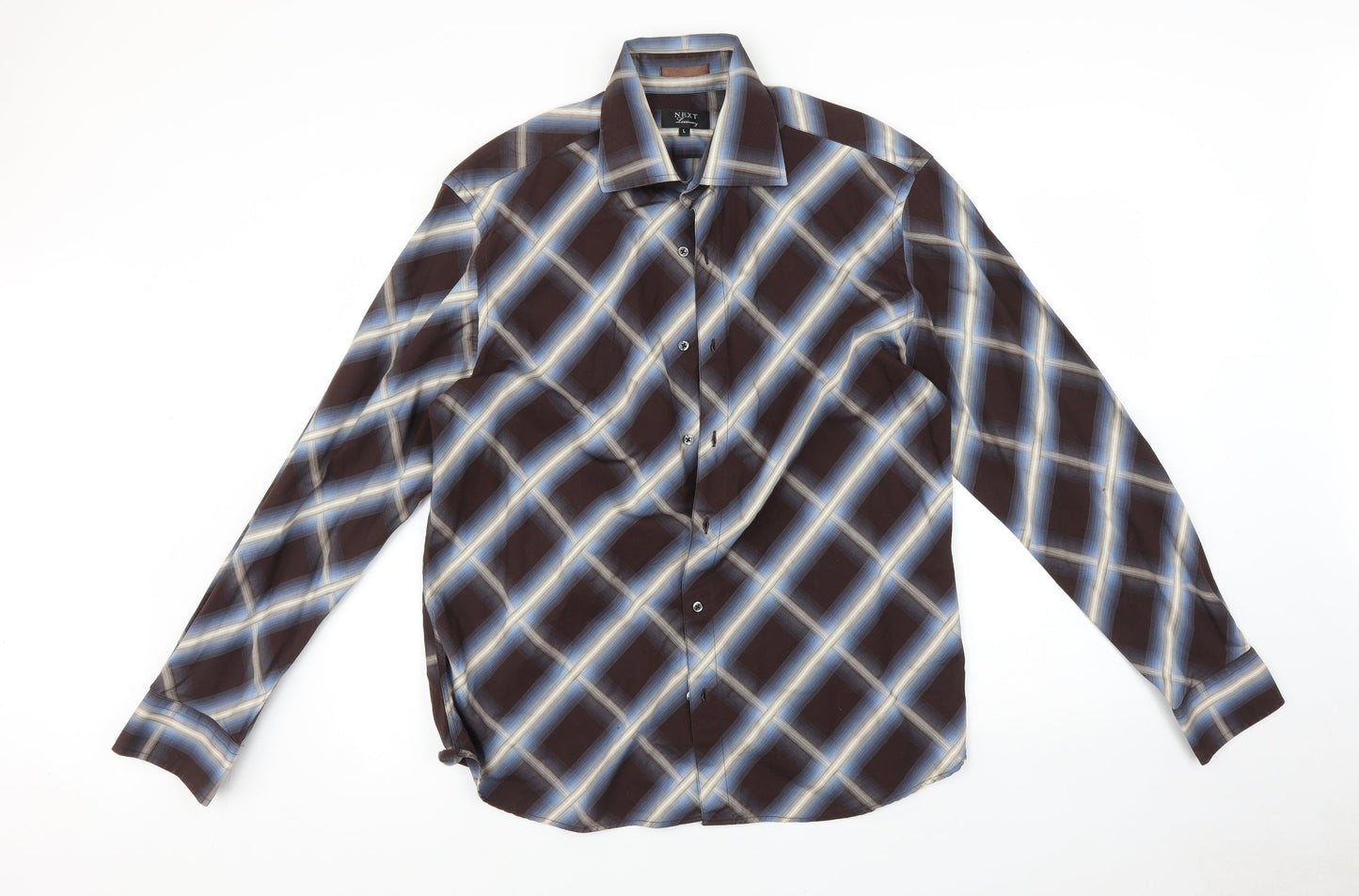 NEXT Mens Multicoloured Check   Button-Up Size L