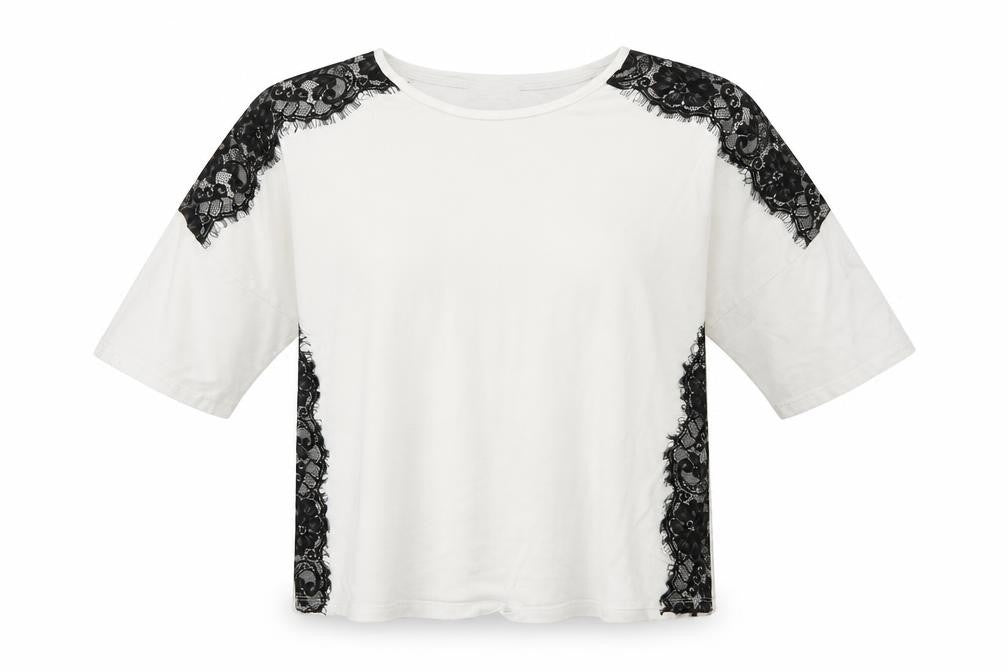 Papaya Womens White Floral  Basic T-Shirt Size 8