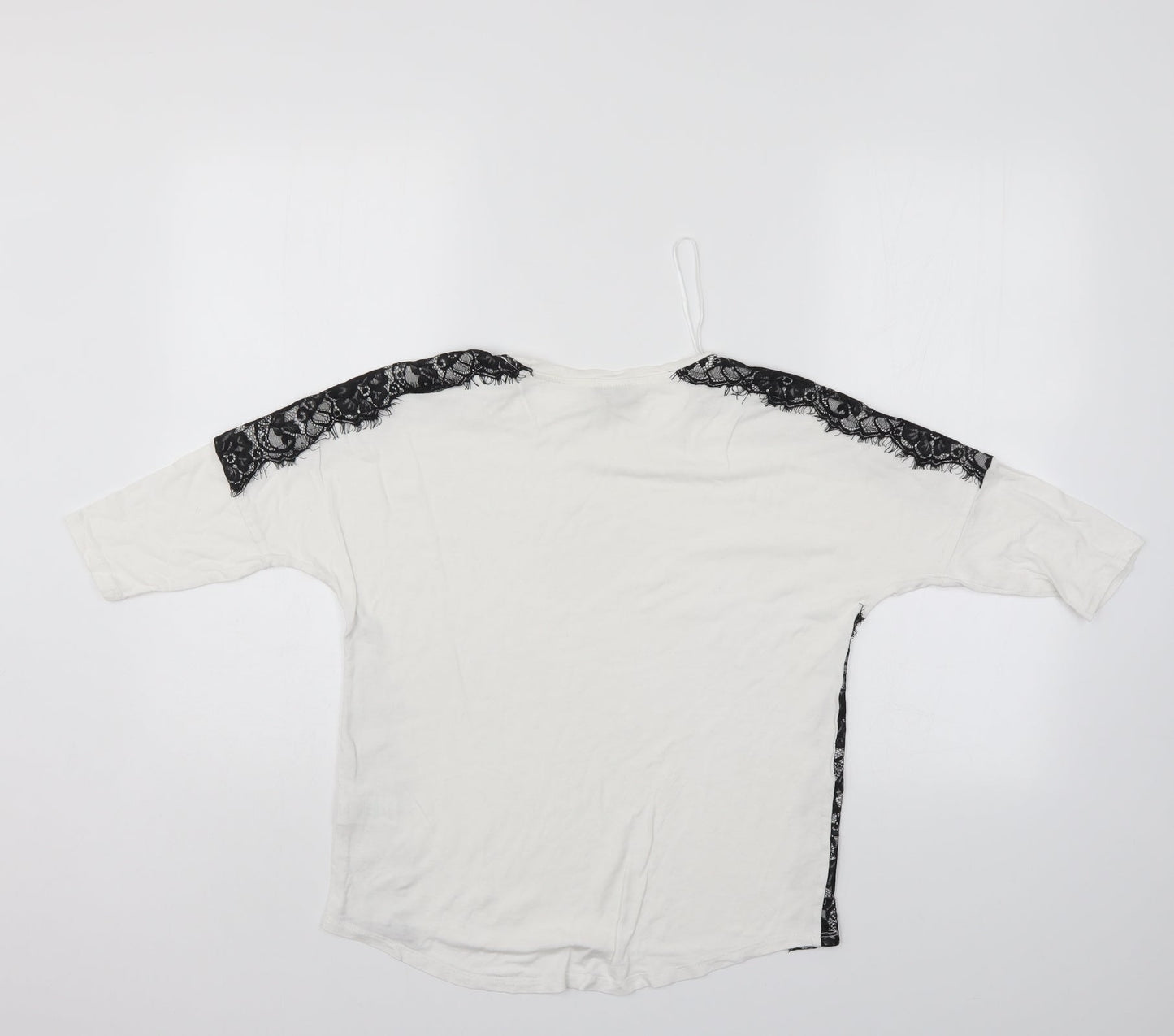 Papaya Womens White Floral  Basic T-Shirt Size 8