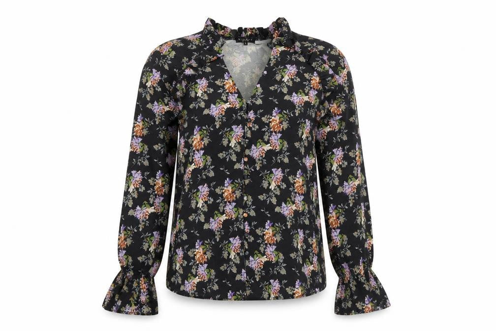 In the Style Womens Black Floral  Basic Blouse Size 10