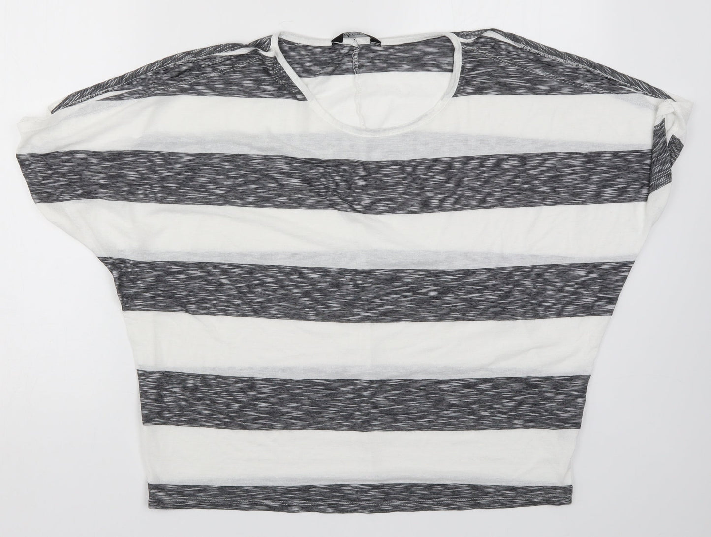 International Womens Grey Striped  Basic T-Shirt Size 10