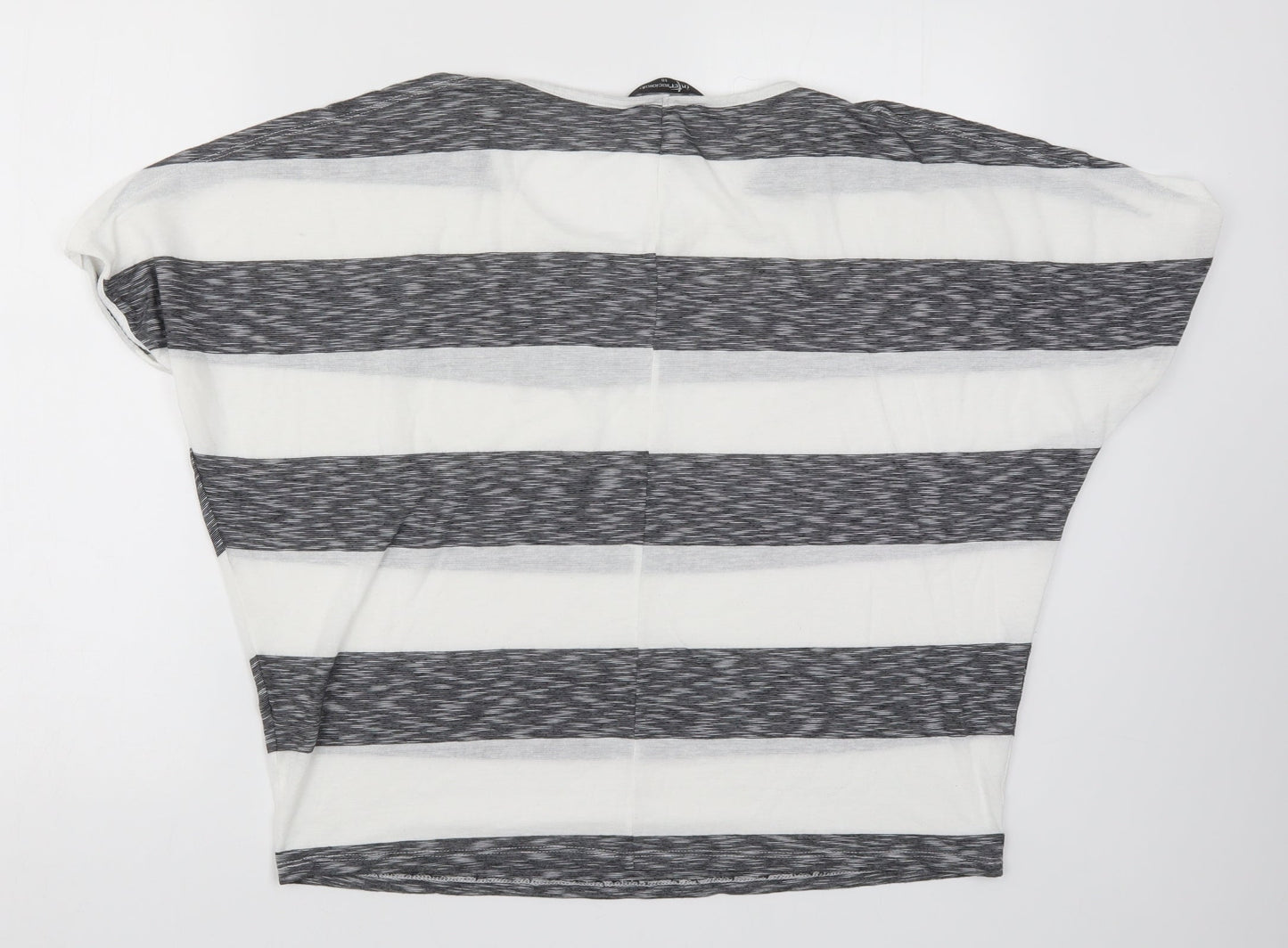 International Womens Grey Striped  Basic T-Shirt Size 10