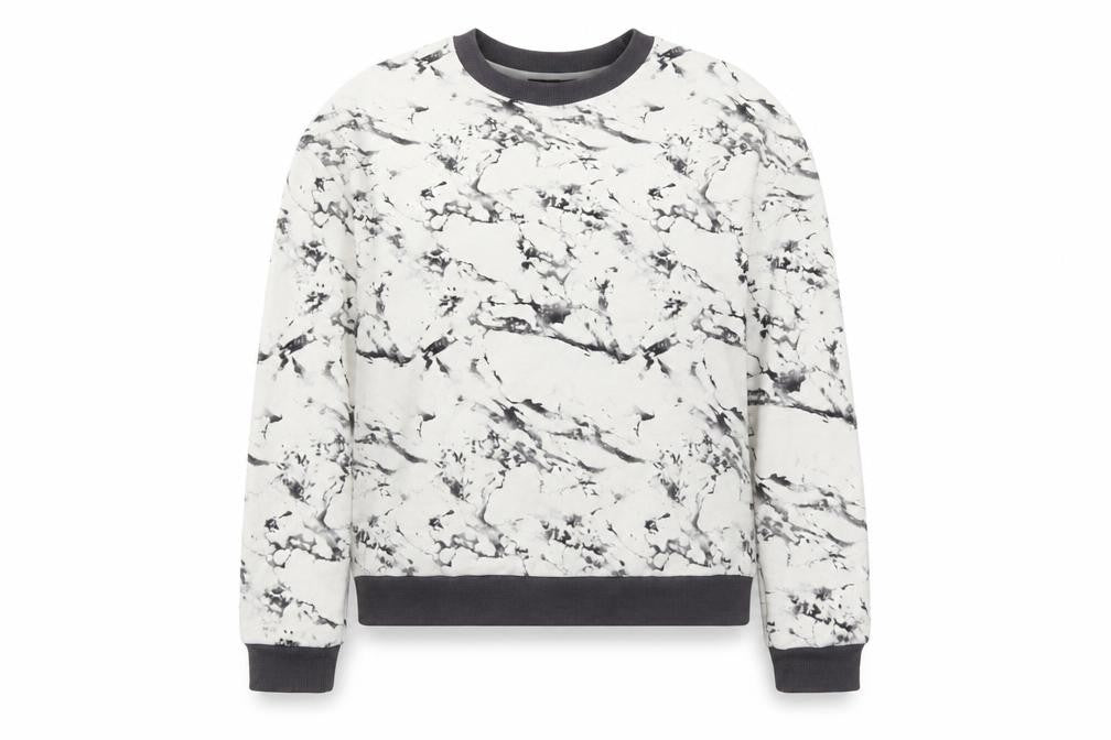 Topshop Womens White   Pullover Sweatshirt Size 6  - Grey Marble Print