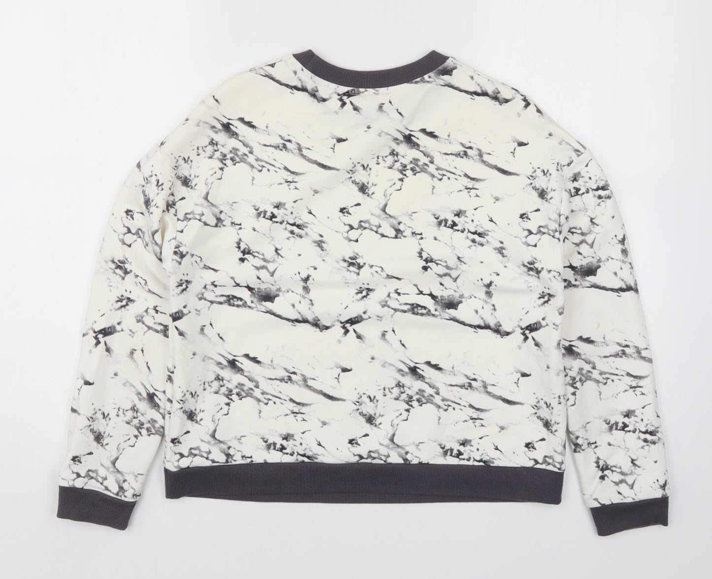 Topshop Womens White   Pullover Sweatshirt Size 6  - Grey Marble Print