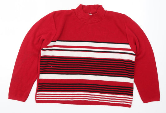 Vida Vi Womens Red Striped Knit Pullover Jumper Size L