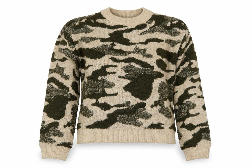 Primark Womens Green Camouflage Knit Pullover Jumper Size 6