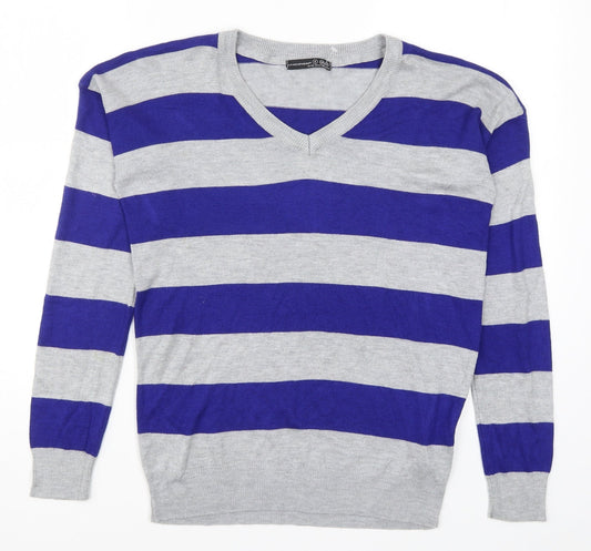 Atmosphere Womens Blue Striped Knit Pullover Jumper Size 8