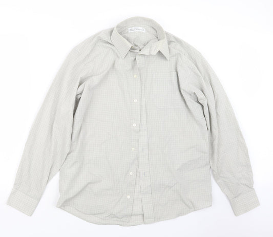 Marks and Spencer Mens Grey Check   Button-Up Size 15