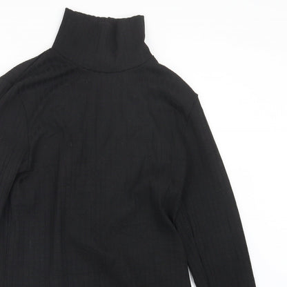 Close-up detail of Principles women’s black basic t-shirt, size UK 12