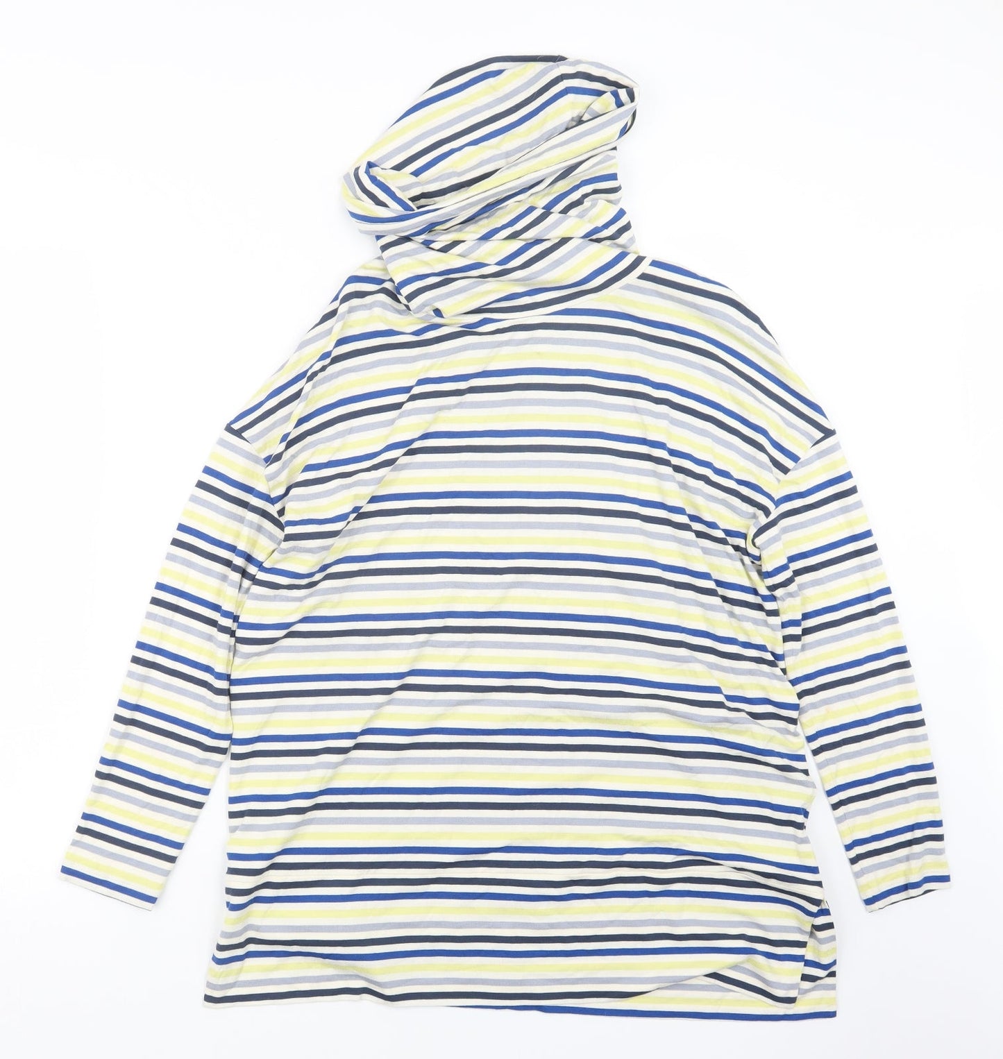 EAST Womens Blue Striped  Basic T-Shirt Size S