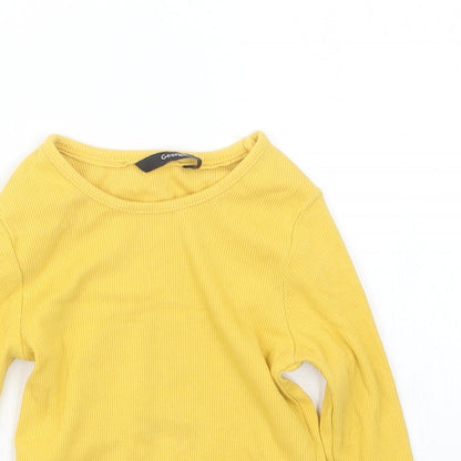 Close-up detail of George girls’ yellow basic t-shirt, size 2-3, years