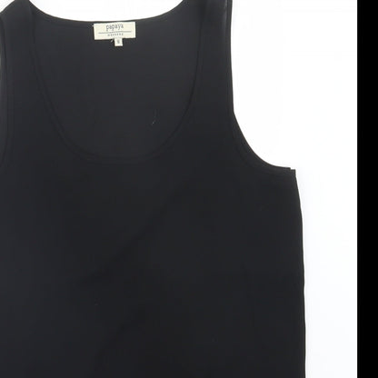 Close-up detail of Papaya women’s black basic tank, size UK 8
