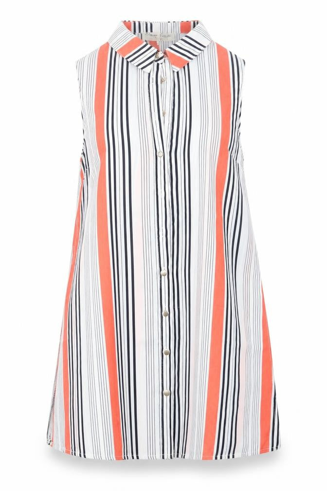 Parisian Womens Pink Striped  Basic Button-Up Size 10