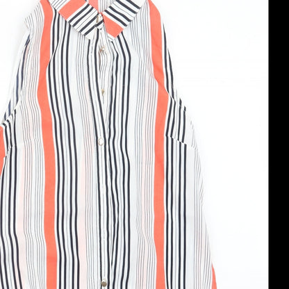 Parisian Womens Pink Striped  Basic Button-Up Size 10
