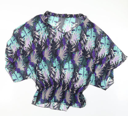 Additional front view of Papaya women’s purple geometric basic blouse, size UK 10