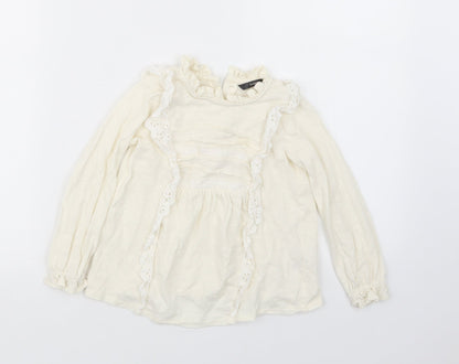 Front view of George girls’ ivory basic t-shirt, size 2-3, years