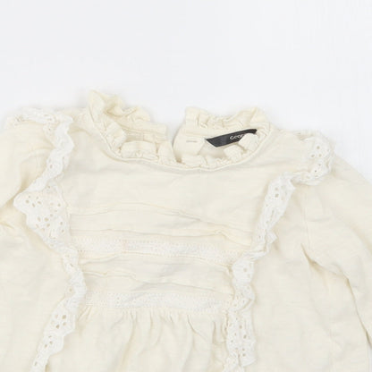 Close-up detail of George girls’ ivory basic t-shirt, size 2-3, years