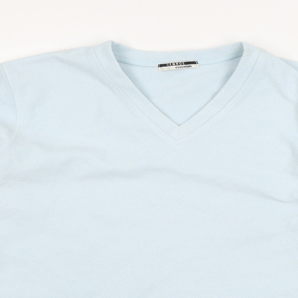 George Womens Blue Solid Fleece Top Pyjama Top Size M