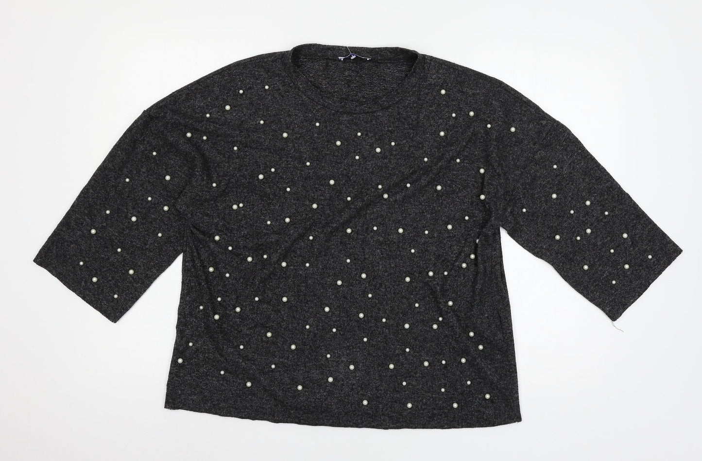 Zara Womens Grey  Jersey Pullover Sweatshirt Size M