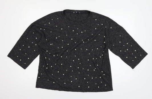 Zara Womens Grey  Jersey Pullover Sweatshirt Size M