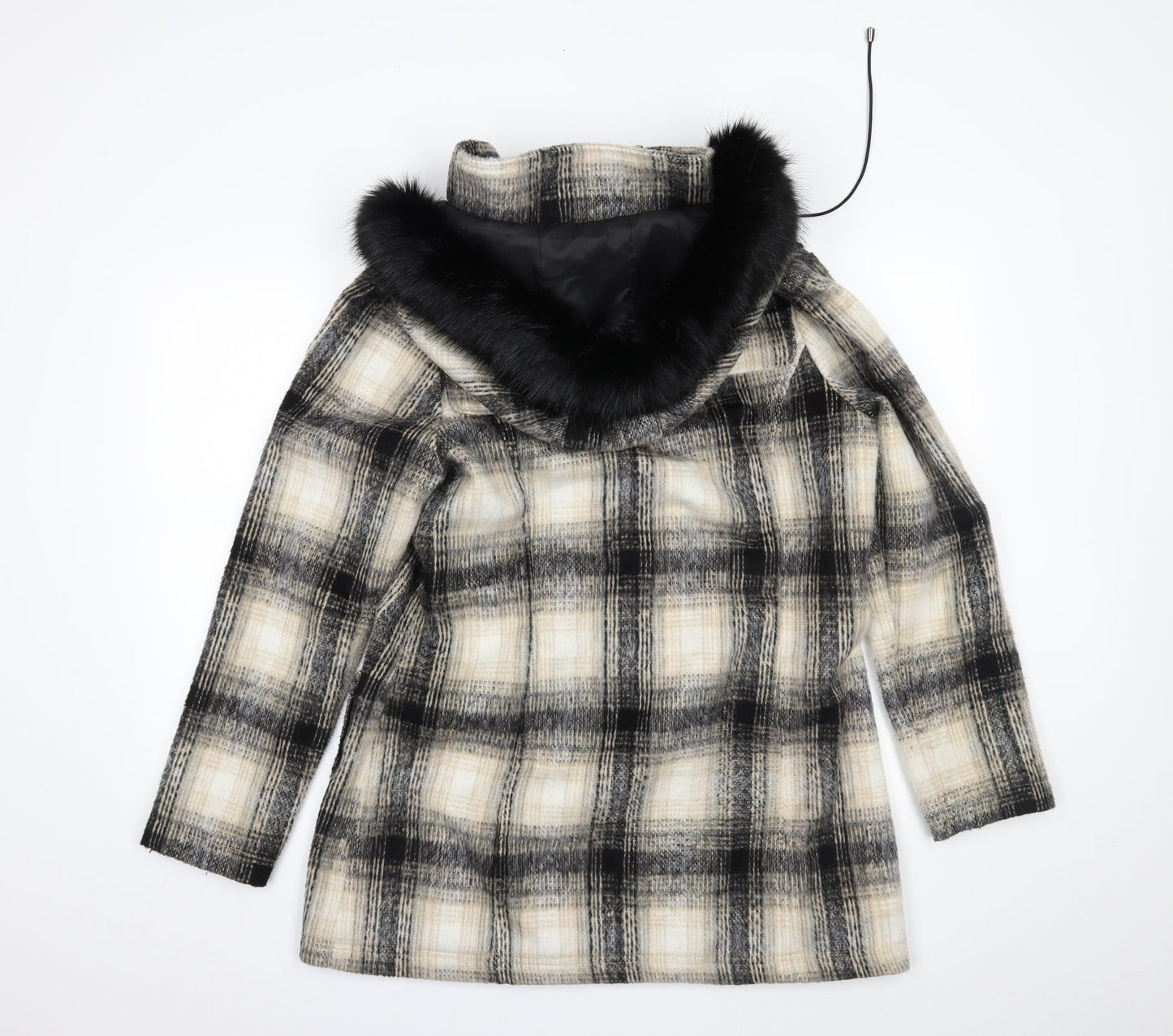 Bellfield Womens Beige Plaid  Overcoat Coat Size M