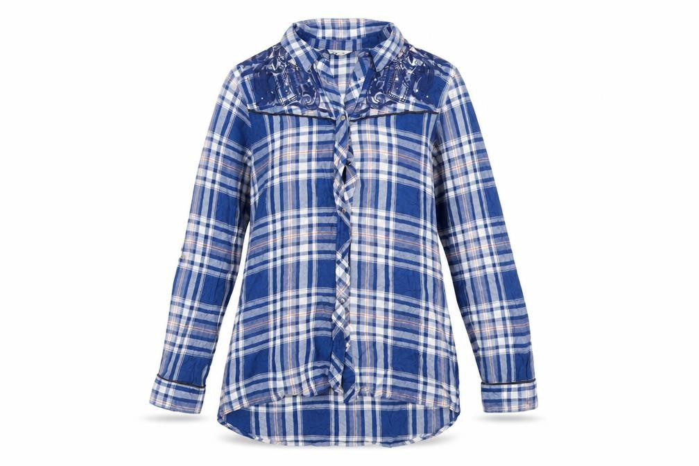 River Island Womens Blue Plaid  Basic Button-Up Size 10