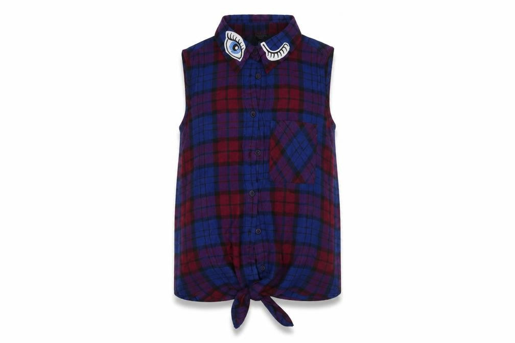 Cosmic Kids Girls Blue Plaid  Basic Blouse Size 8 Years