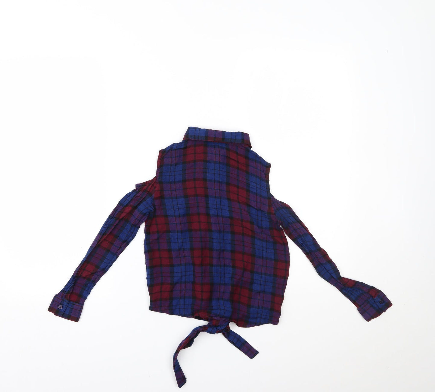 Cosmic Kids Girls Blue Plaid  Basic Blouse Size 8 Years