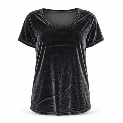 Front view of ASOS women’s silver basic t-shirt, size M