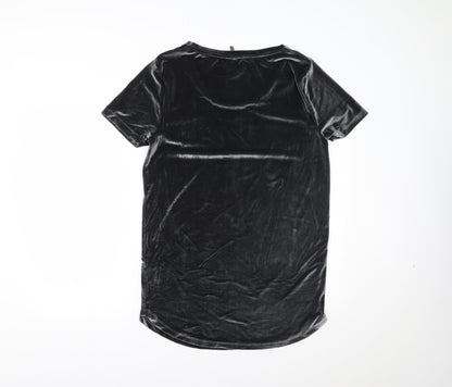 Back view of ASOS women’s silver basic t-shirt, size M