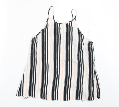 Additional front view of Miss Selfridge women’s black striped basic tank, size UK 10