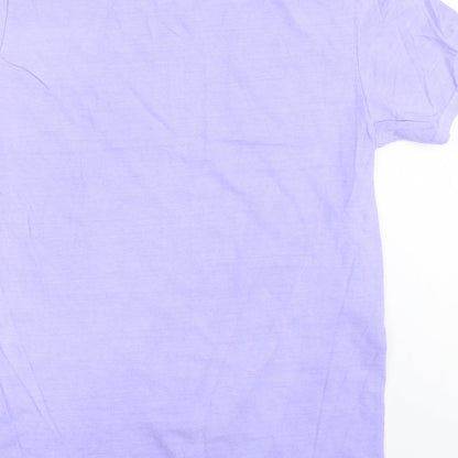 Brand and care label for Missguided women’s blue basic t-shirt, size S