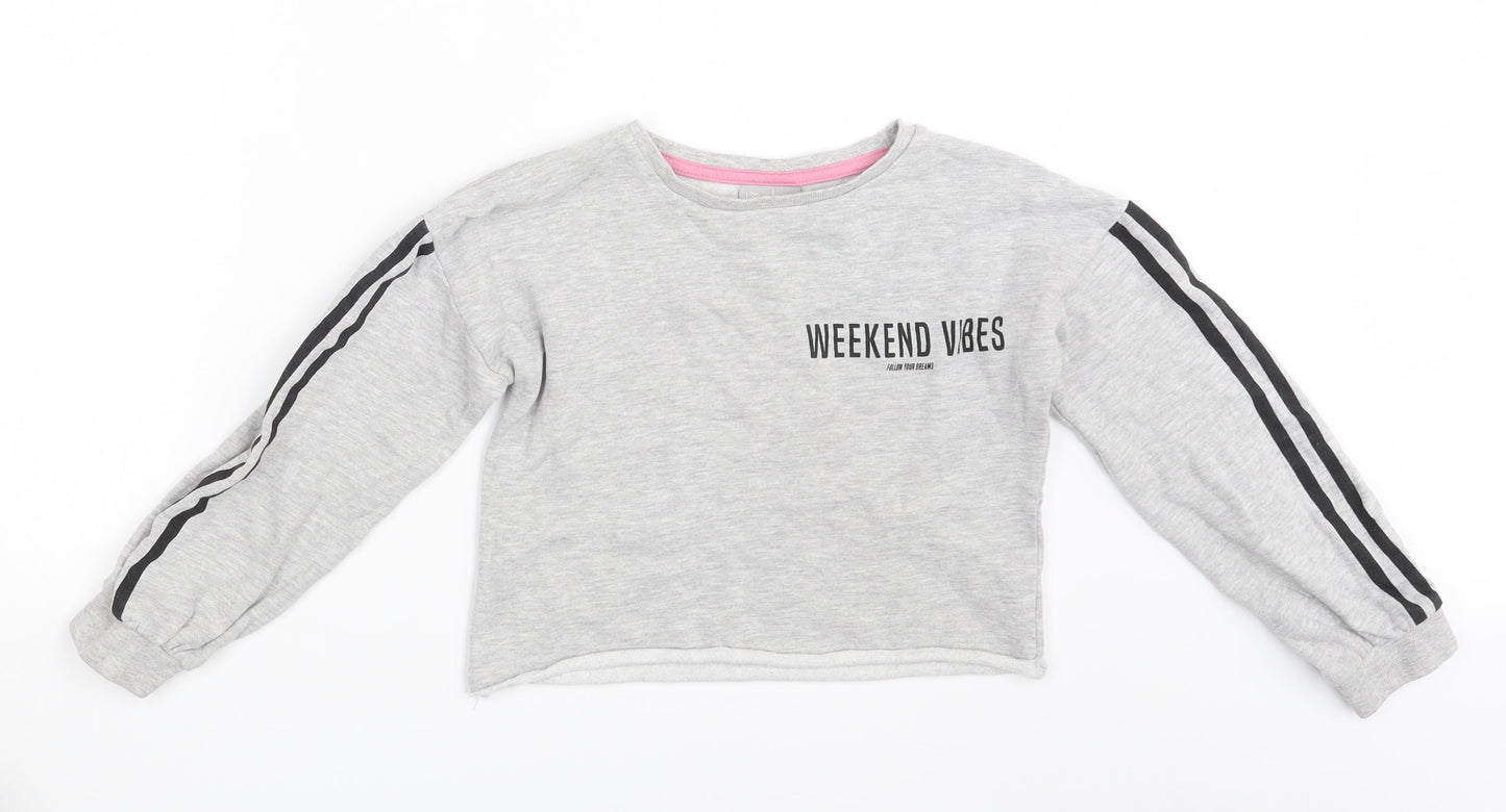 Matalan Girls Grey   Pullover Jumper Size 9 Years