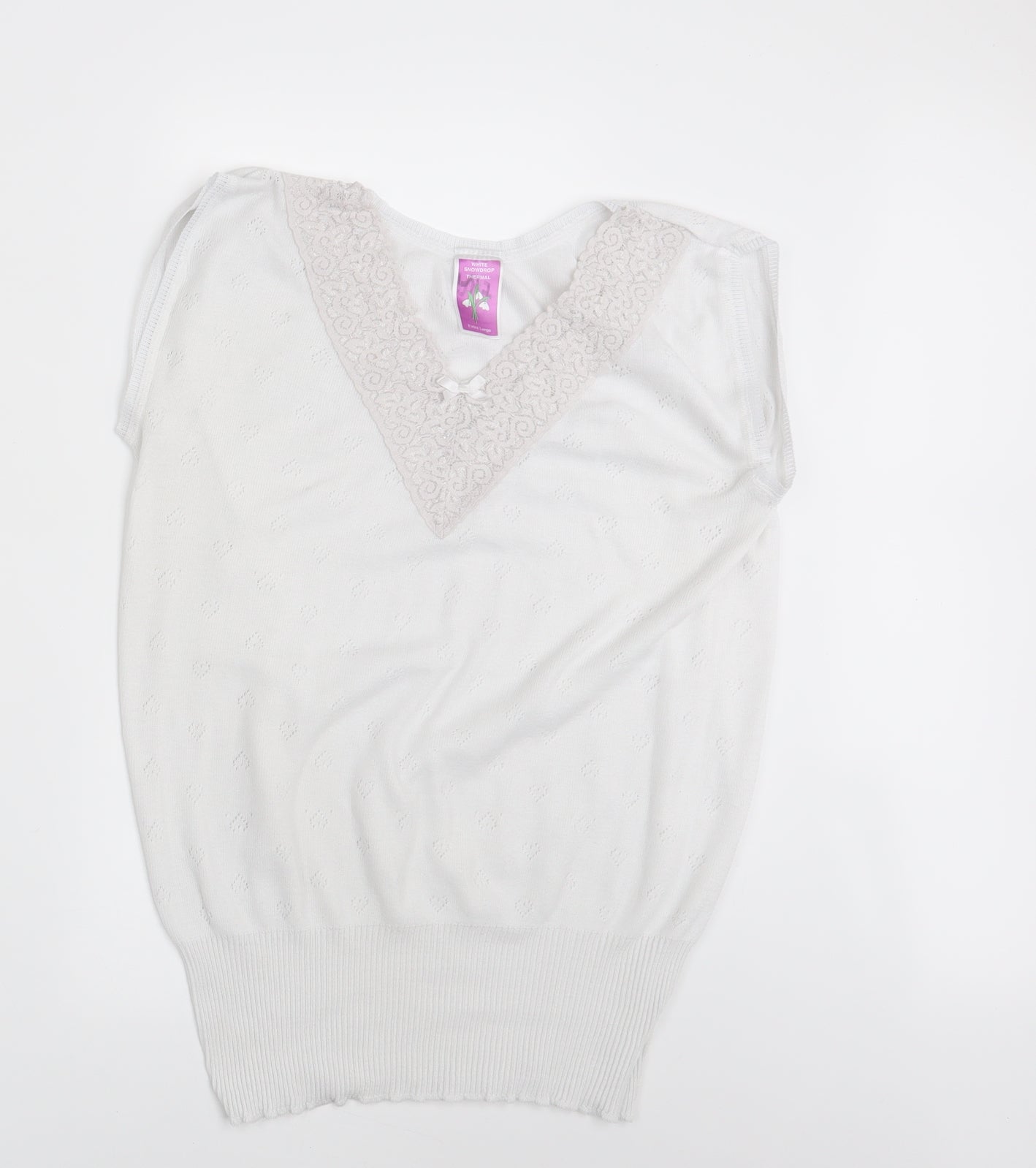 White Snowdrop Womens White Floral  Pullover Jumper Size L